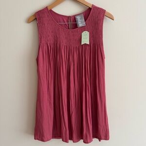 NWT Anthropologie Dolan Left Coast Smocked Swing Sleeveless Blouse Tank XL